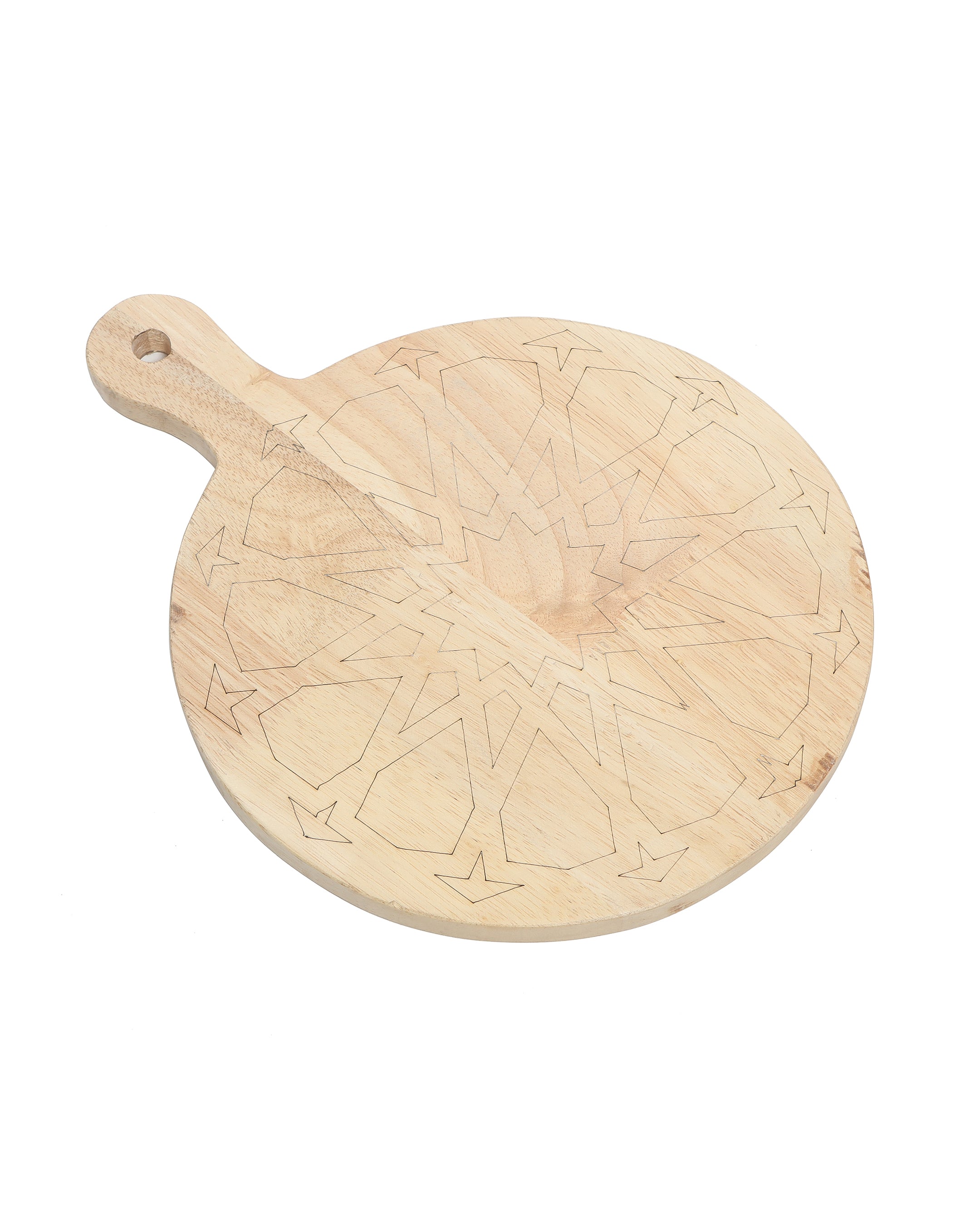 AURA - Laser Engraved Mango Wooden Round Serving Tray