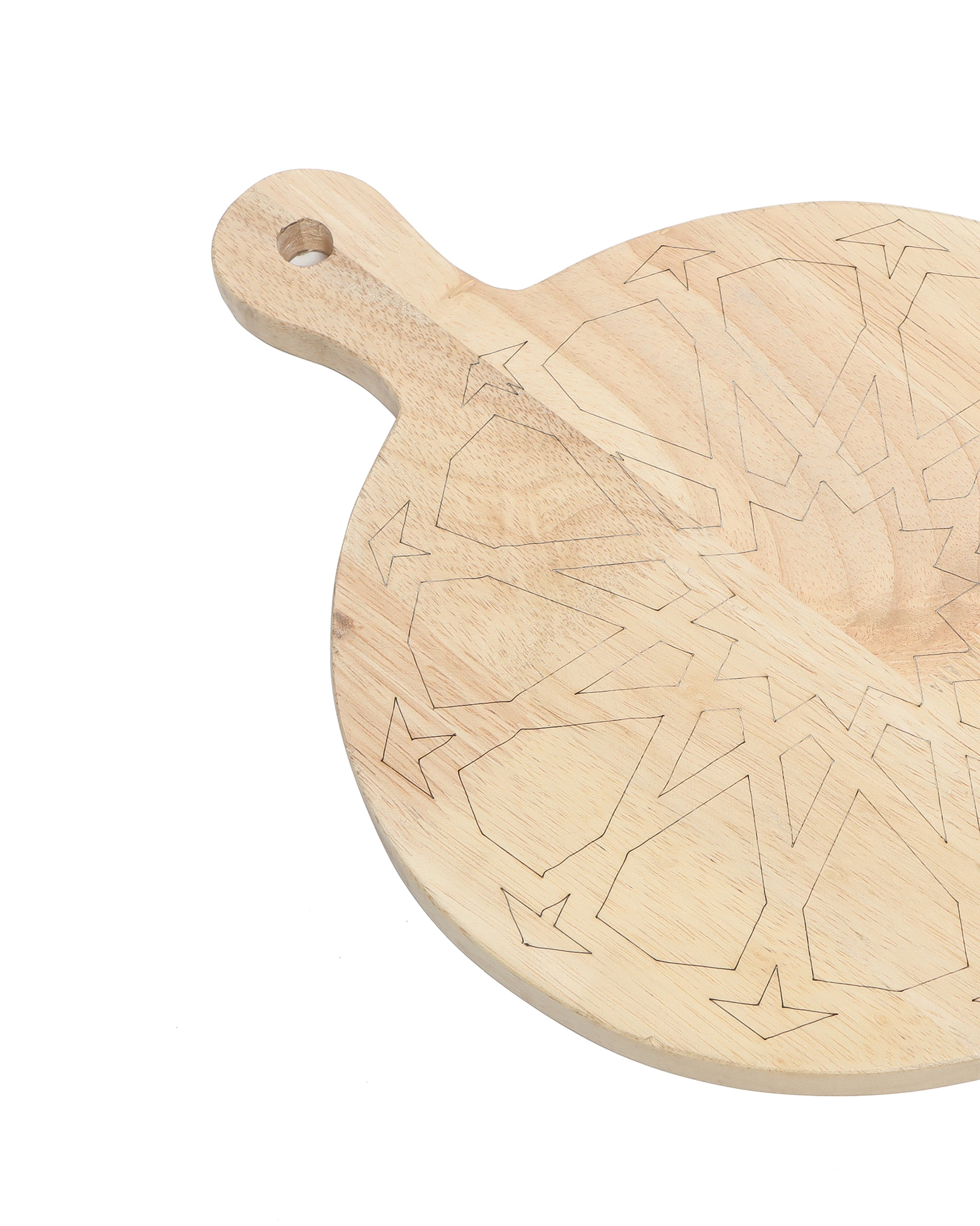 AURA - Laser Engraved Mango Wooden Round Serving Tray